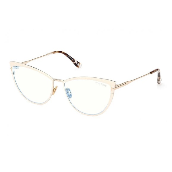 Tom Ford Eyeglasses FT5877-B 025 Ivory/Clear Blue Light Block 56mm - Picture 1 of 1